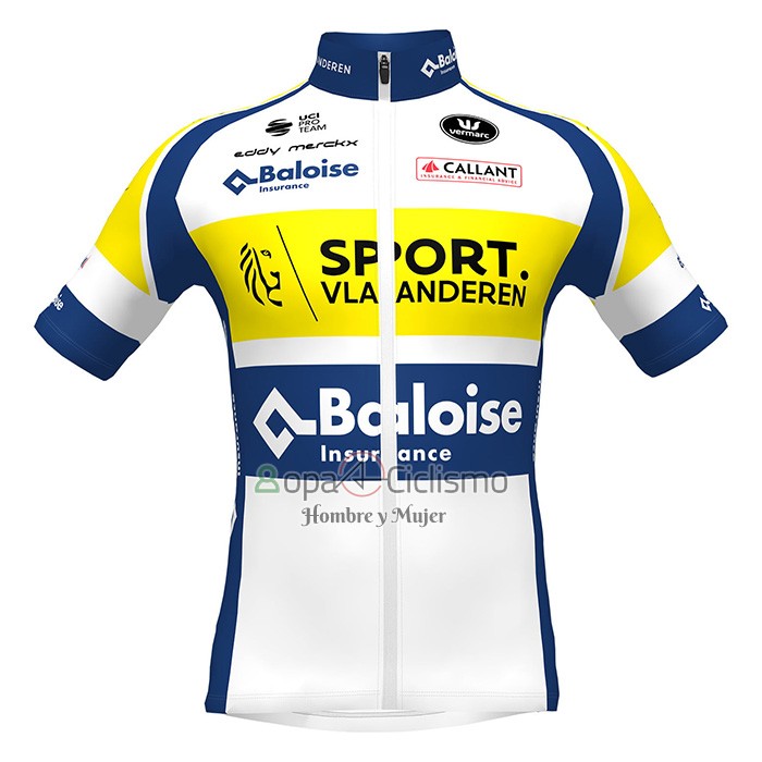 Sport Vlaanderen-Baloise Ropa Ciclismo Culotte Largo 2022 Hombre Mangas Largas Azul AMarillo